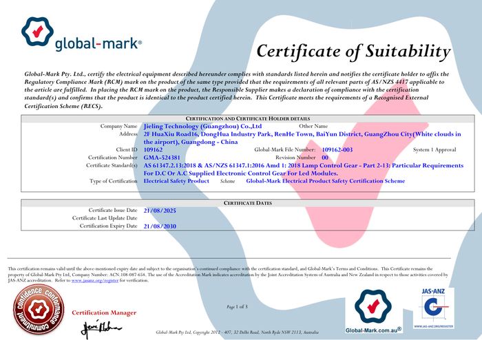 SAA certificate